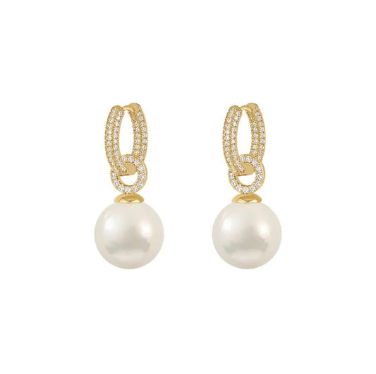 Elegant Lady's Pearl Pendant Earrings