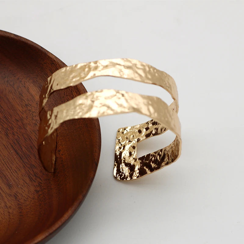 Hammered Heavy Metal Cuff Bangle For Women