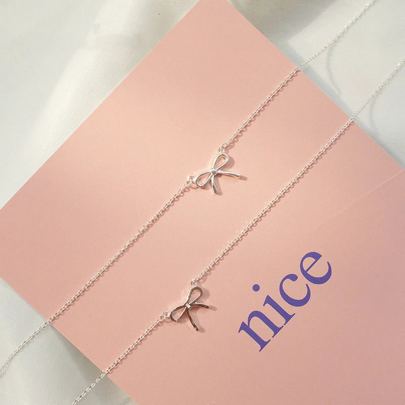 Silver Color Bowknot Pendant Necklaces