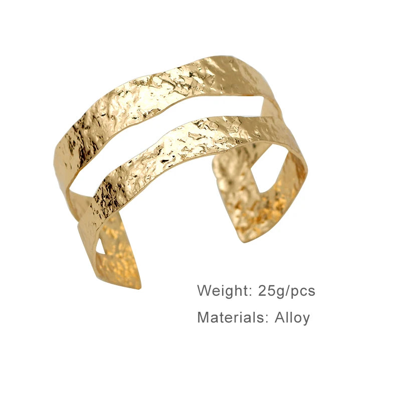 Hammered Heavy Metal Cuff Bangle For Women