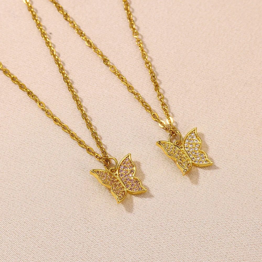 Zircon Moon Star Pendant Necklaces