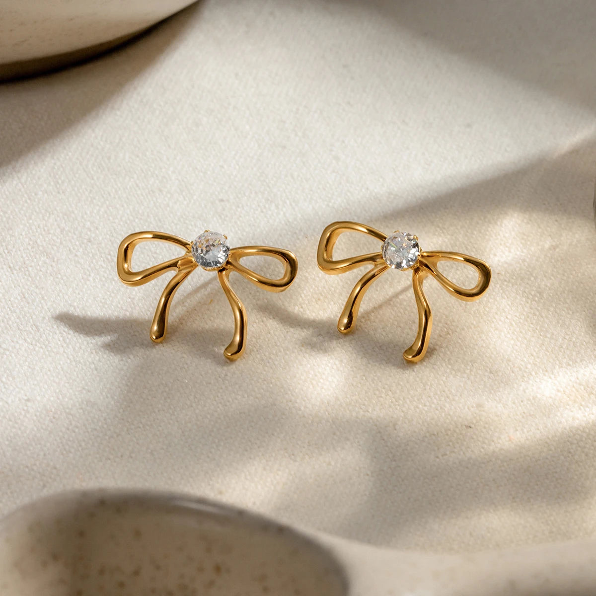 Gold Plated Bowknot Shaped Earrings