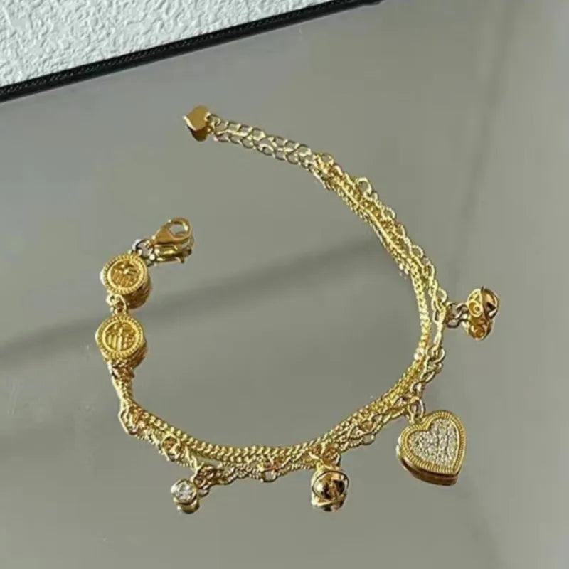 Love Heart Zircon Pendants Bracelet