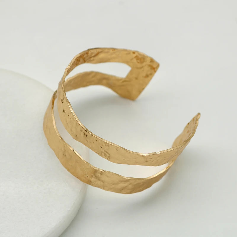 Hammered Heavy Metal Cuff Bangle For Women