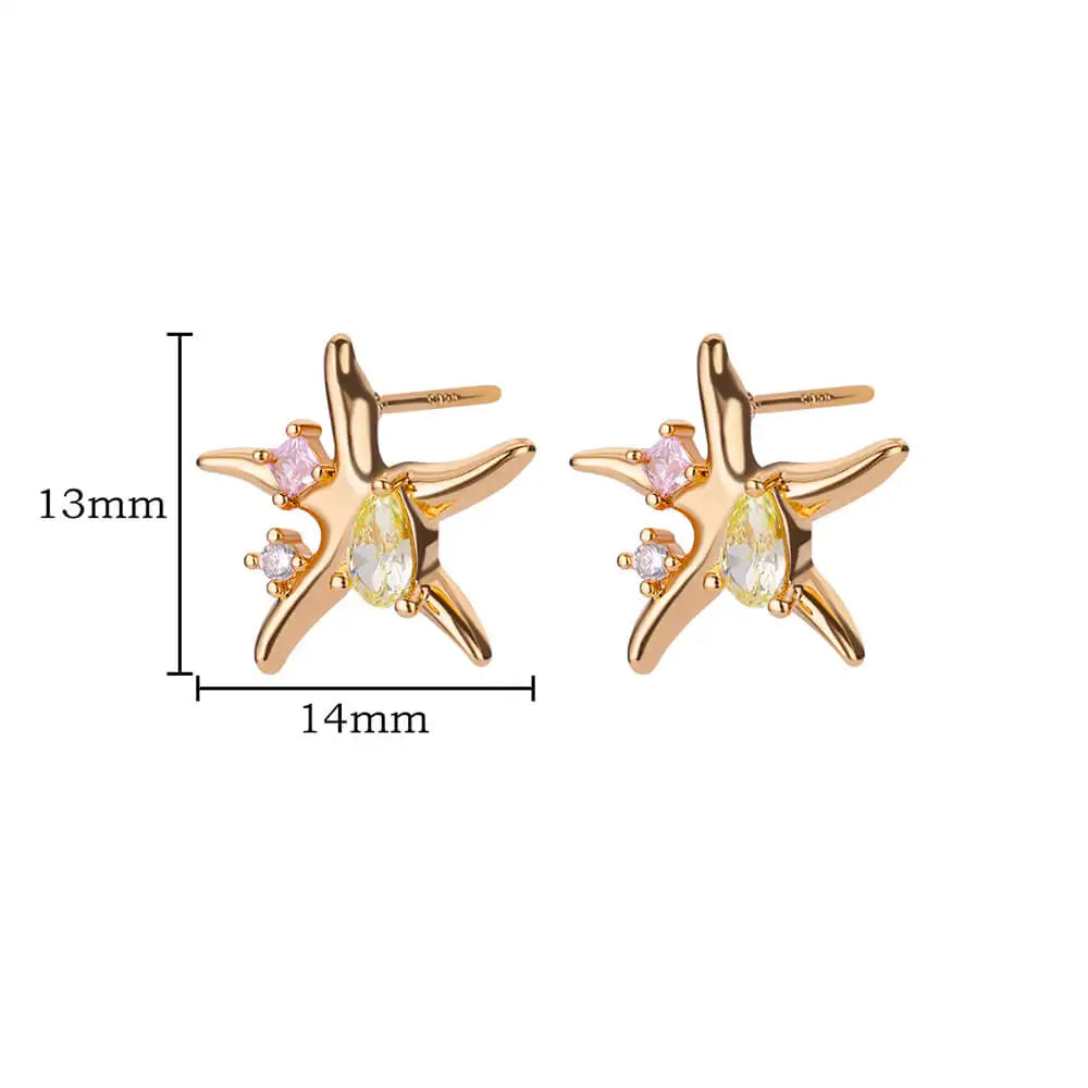 Water Drop Zircon Stars Stud Earrings