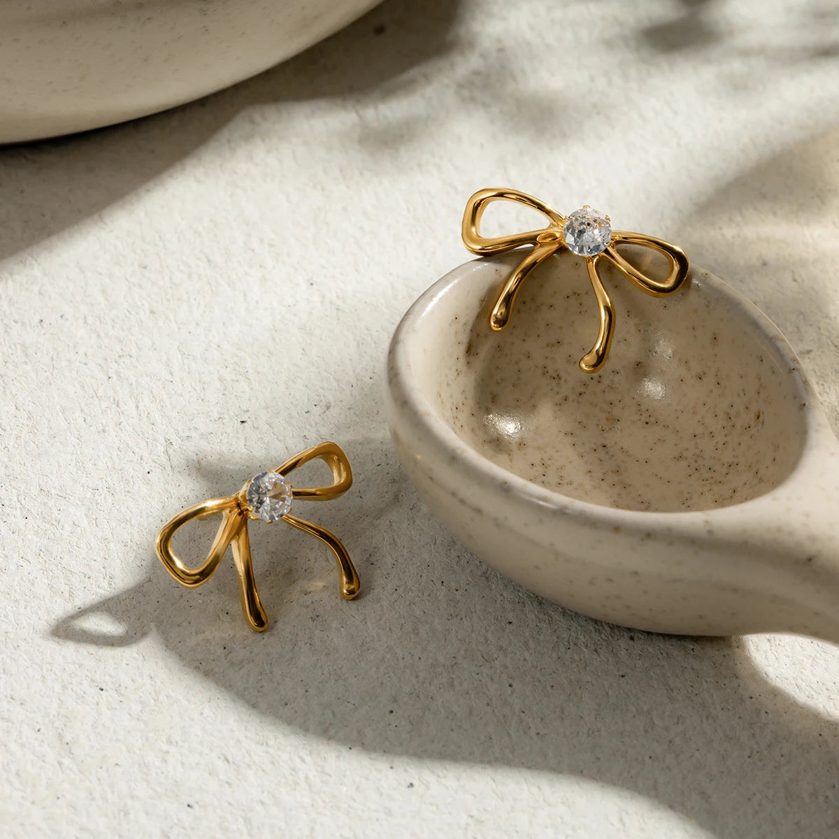 Gold Plated Bowknot Shaped Earrings