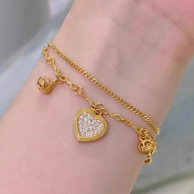 Love Heart Zircon Pendants Bracelet