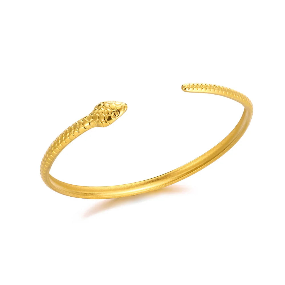 Stainless Steel Classic Snake Open Bangle