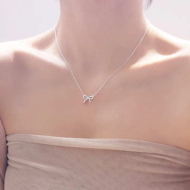 Silver Color Bowknot Pendant Necklaces