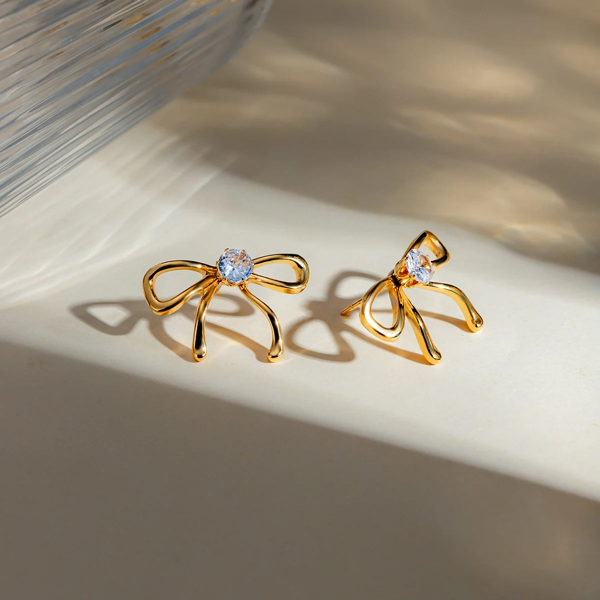 Gold Plated Bowknot Shaped Earrings