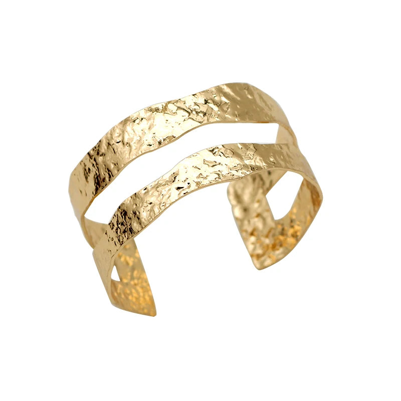 Hammered Heavy Metal Cuff Bangle For Women