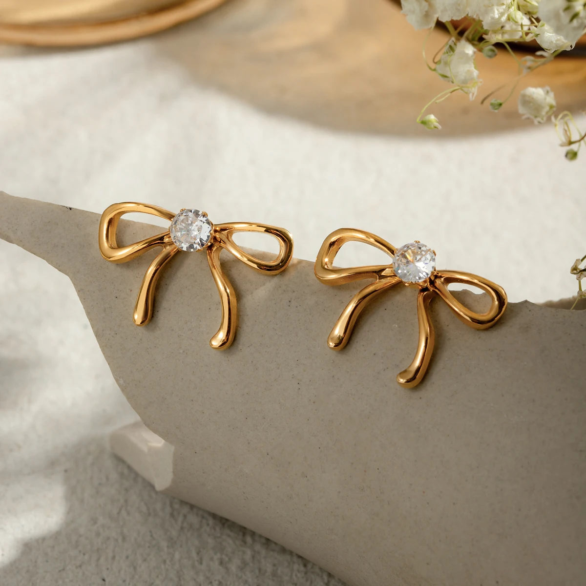 Gold Plated Bowknot Shaped Earrings