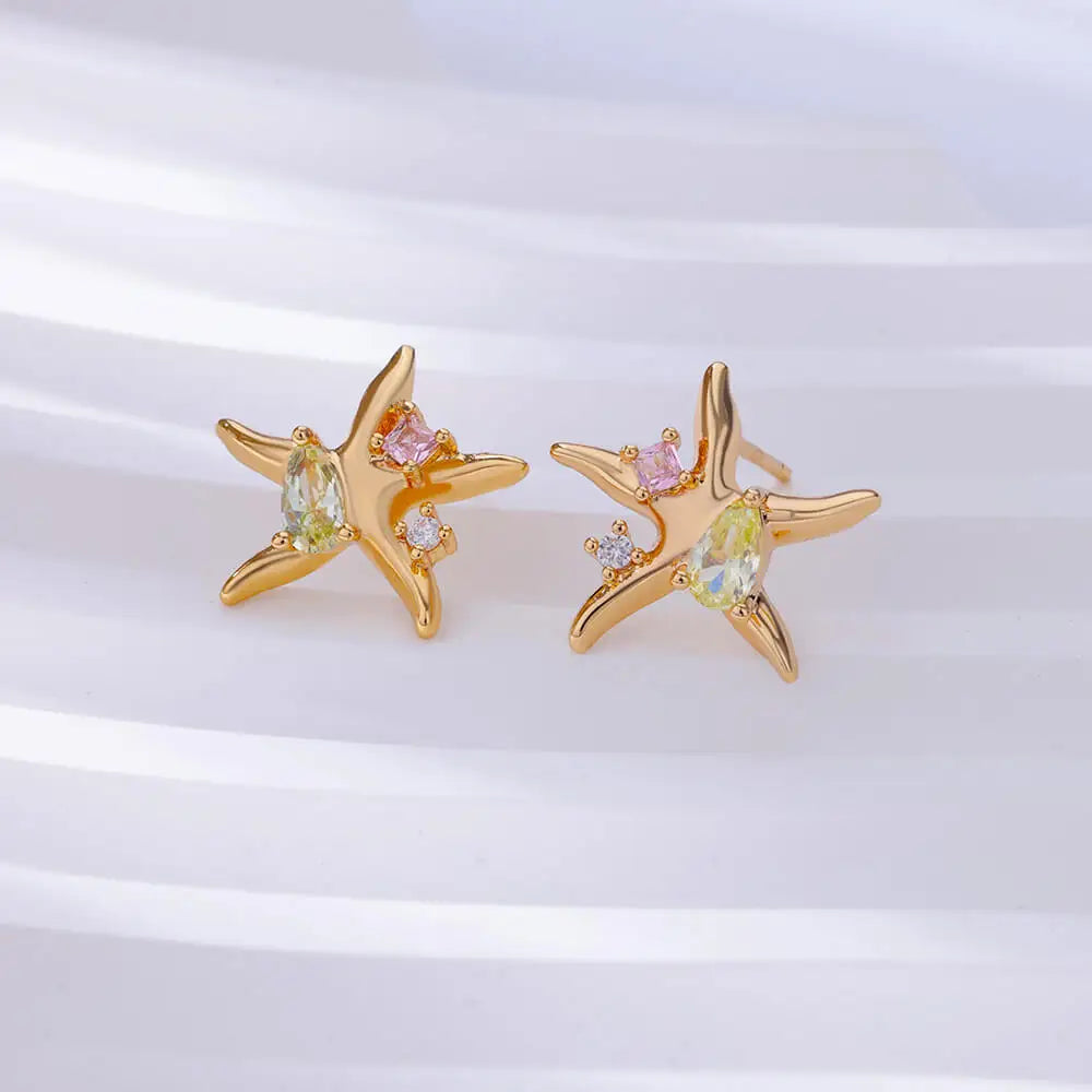 Water Drop Zircon Stars Stud Earrings