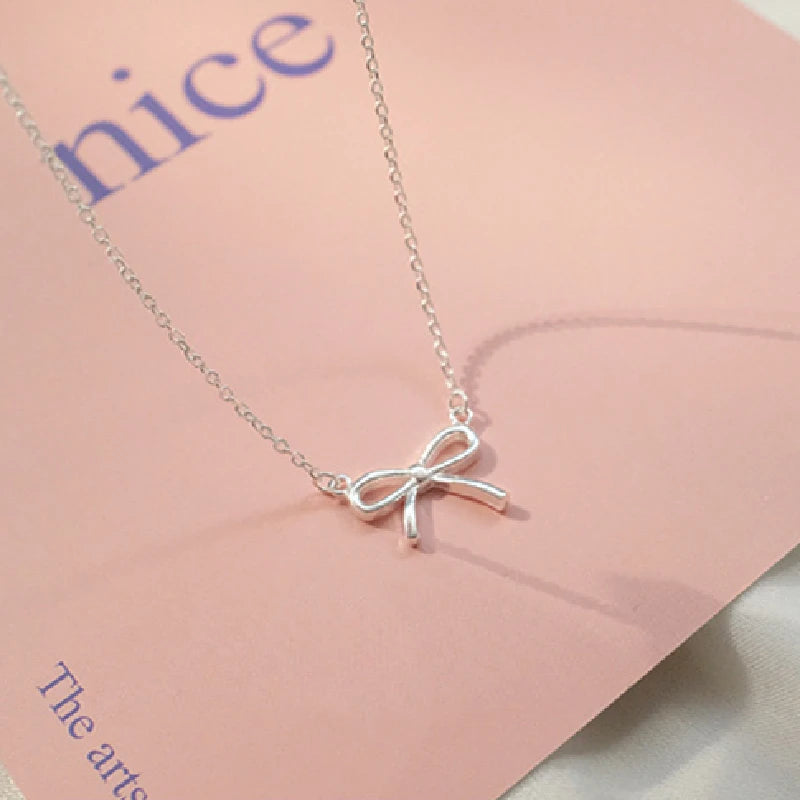 Silver Color Bowknot Pendant Necklaces